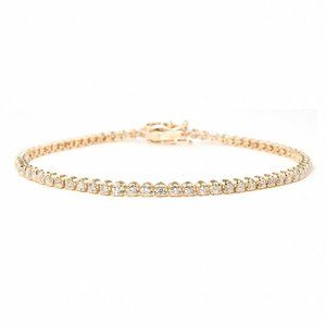 14K Gold  1.25 ct Round Genuine Diamond Tennis Bra